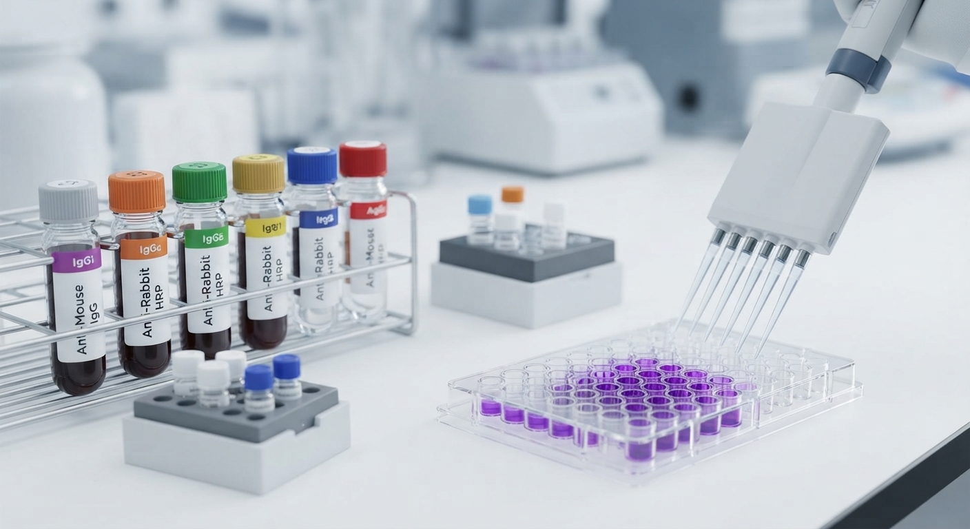 Antibody vials and microplate for laboratory analysis