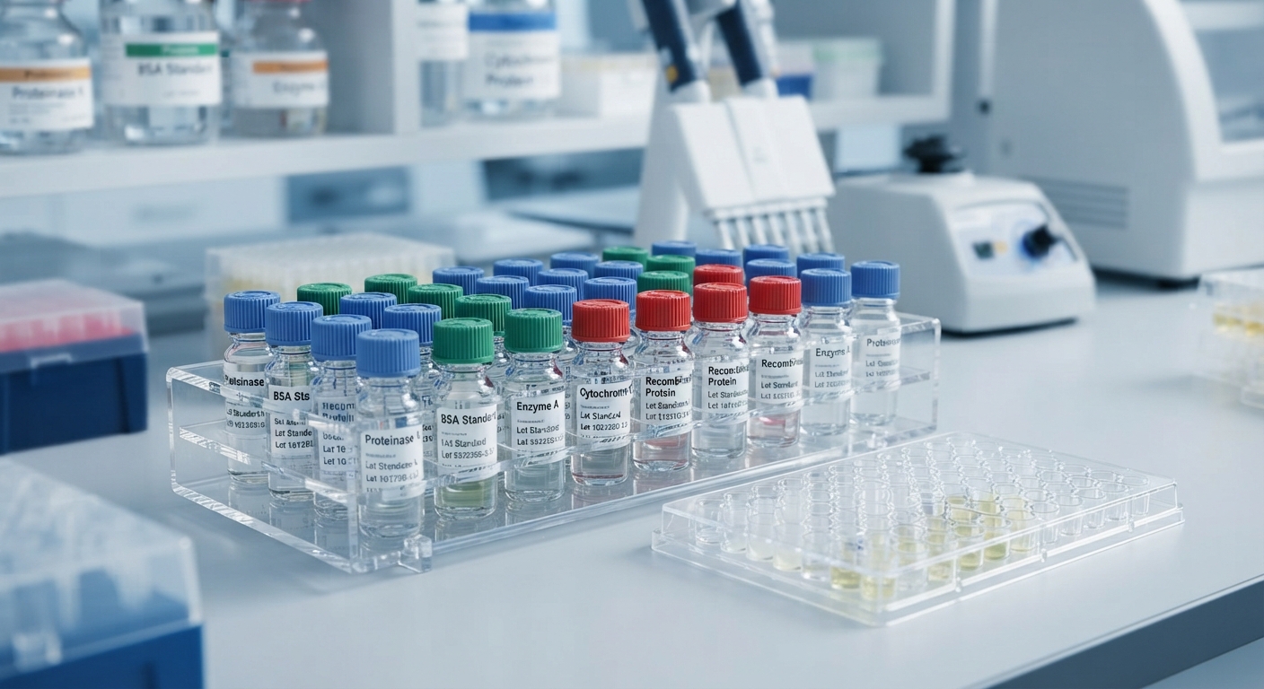 Protein vials and microplate for laboratory analysis